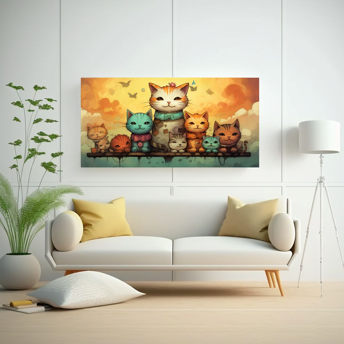 GENERICO - Cuadros De Gatos En Una Pila Mirando Hacia 60x30 Cm