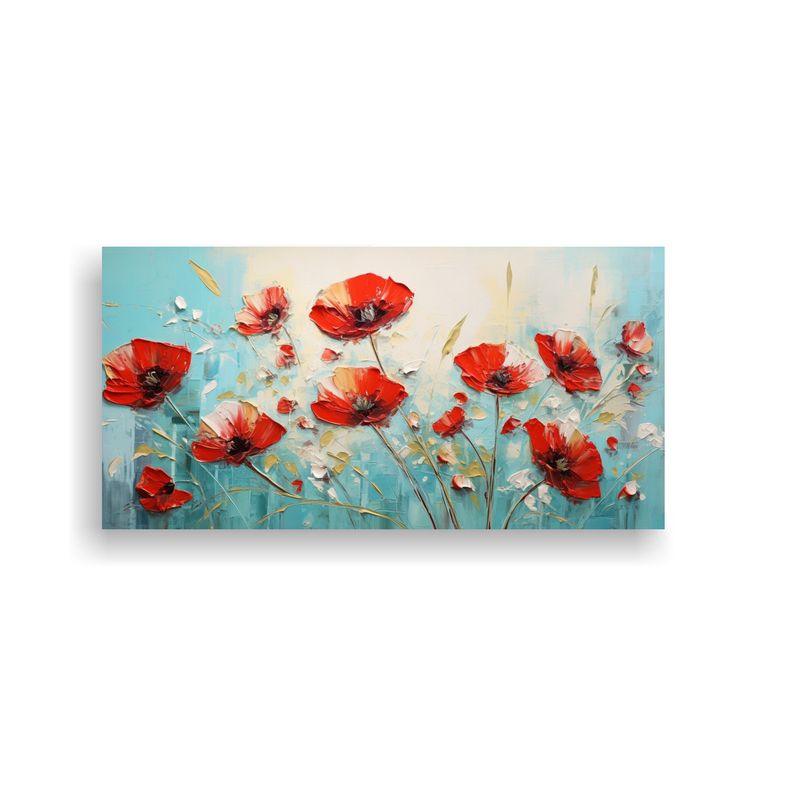 GENERICO - Cuadro Horizontal Elegancia En Rojo Y Turquesa 100x50 Cm