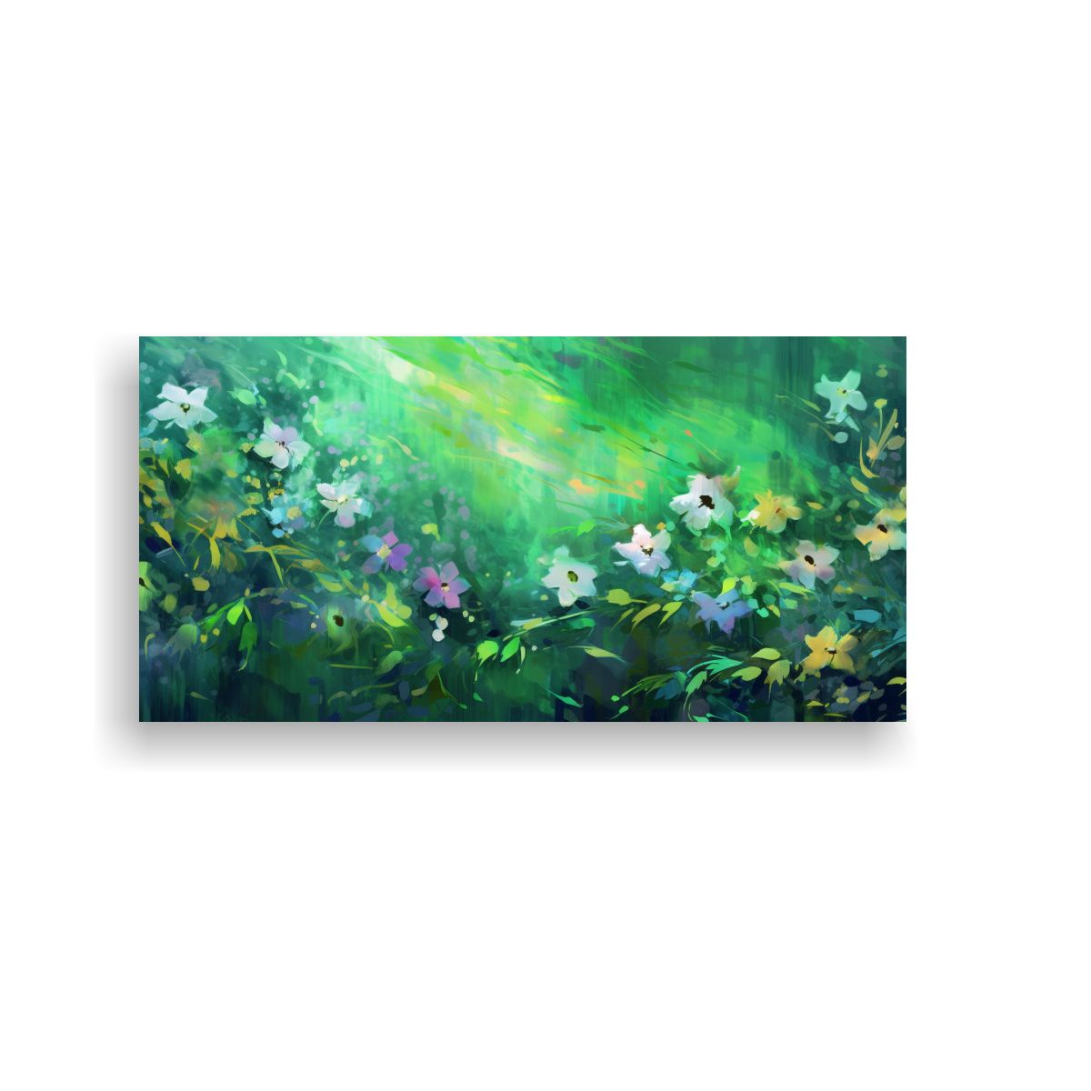 GENERICO - Pintura En Tela Creativa Flores Verdes Dibujadas 100x50 Cm