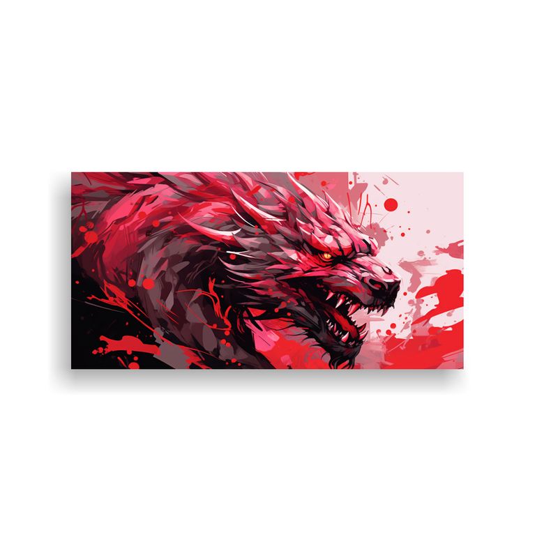 GENERICO - Cuadro Decorativo Estilo Dragón Rojo En 60x30 Cm