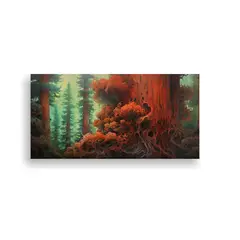 GENERICO - Pintura Abstracta De Un árbol De Secuoya 100x50 Cm