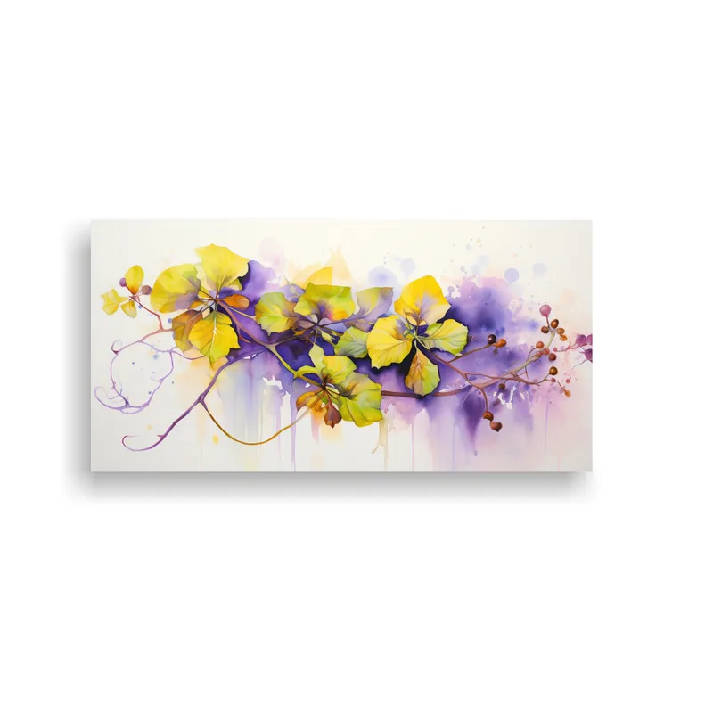 GENERICO - Pintura Abstracta De Flores De Tilo Amarillo Y 60x30 Cm