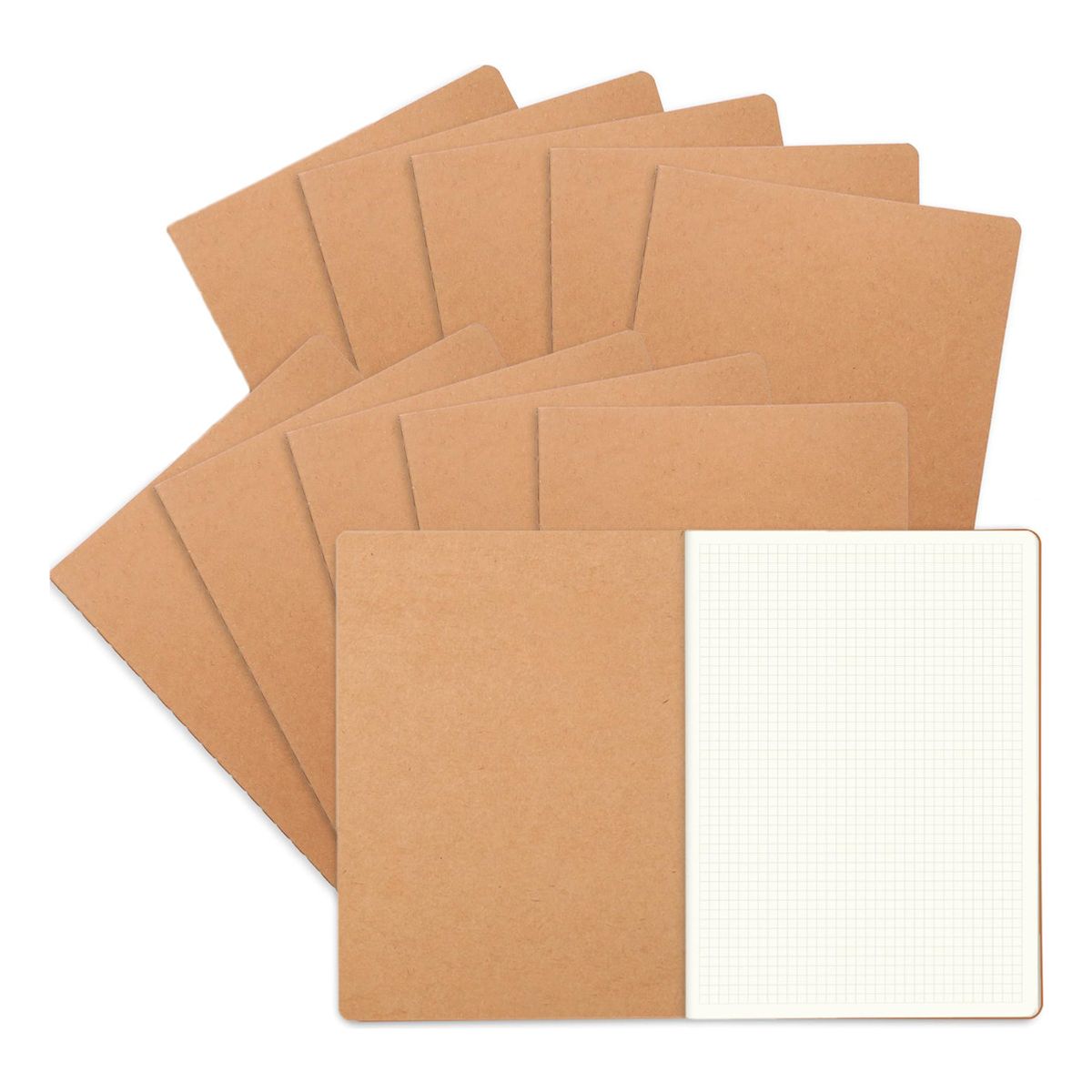 GENERICO - 10pcs Cuadernos A4 Kraft 72 Páginas-Cuadriculada