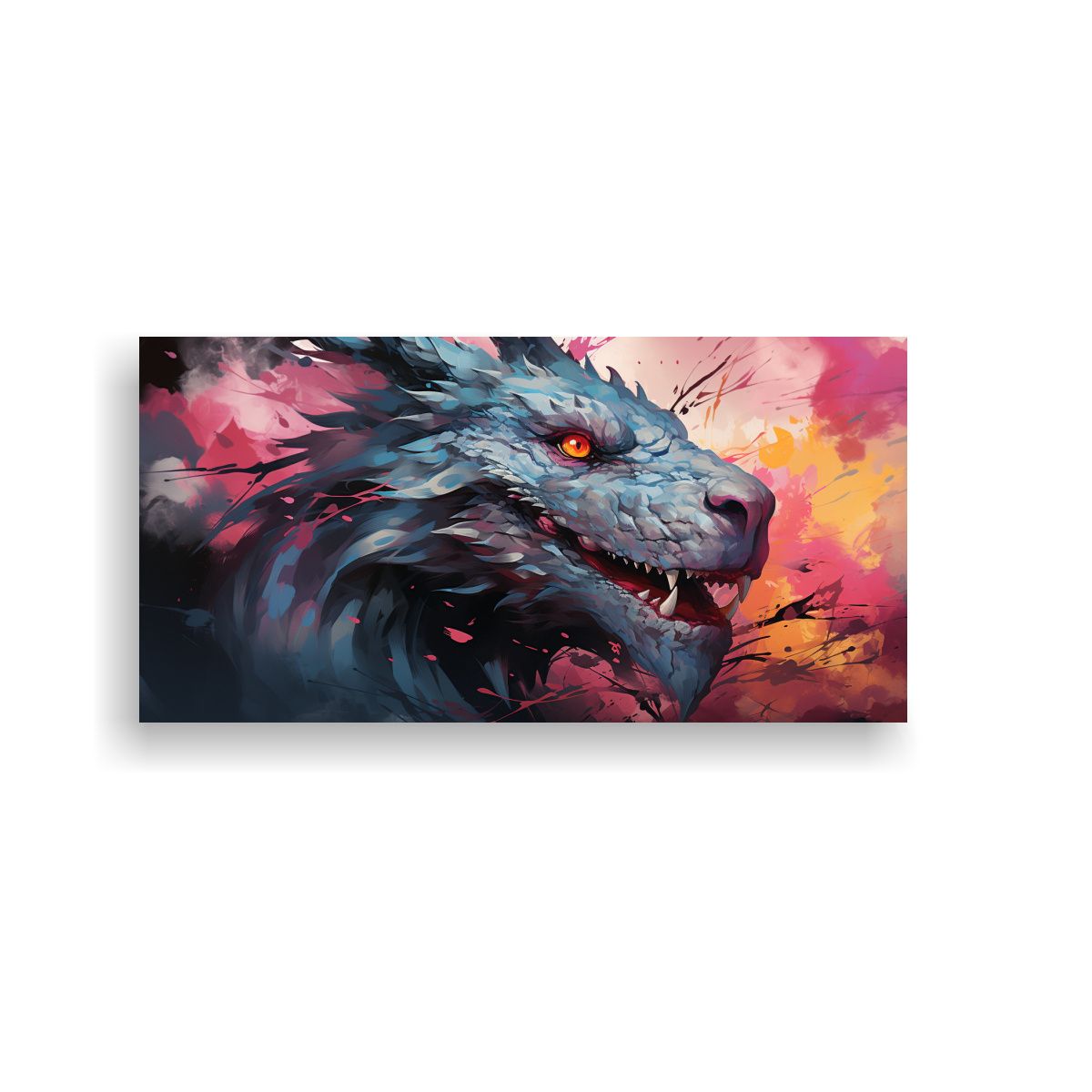 GENERICO - Pintura De Dragón En Tonos Pastel Y Rosa Con 80x40 Cm