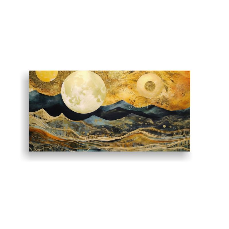 GENERICO - Cuadro Vanguardia Fantasía Luna Y Montañas 60x30 Cm