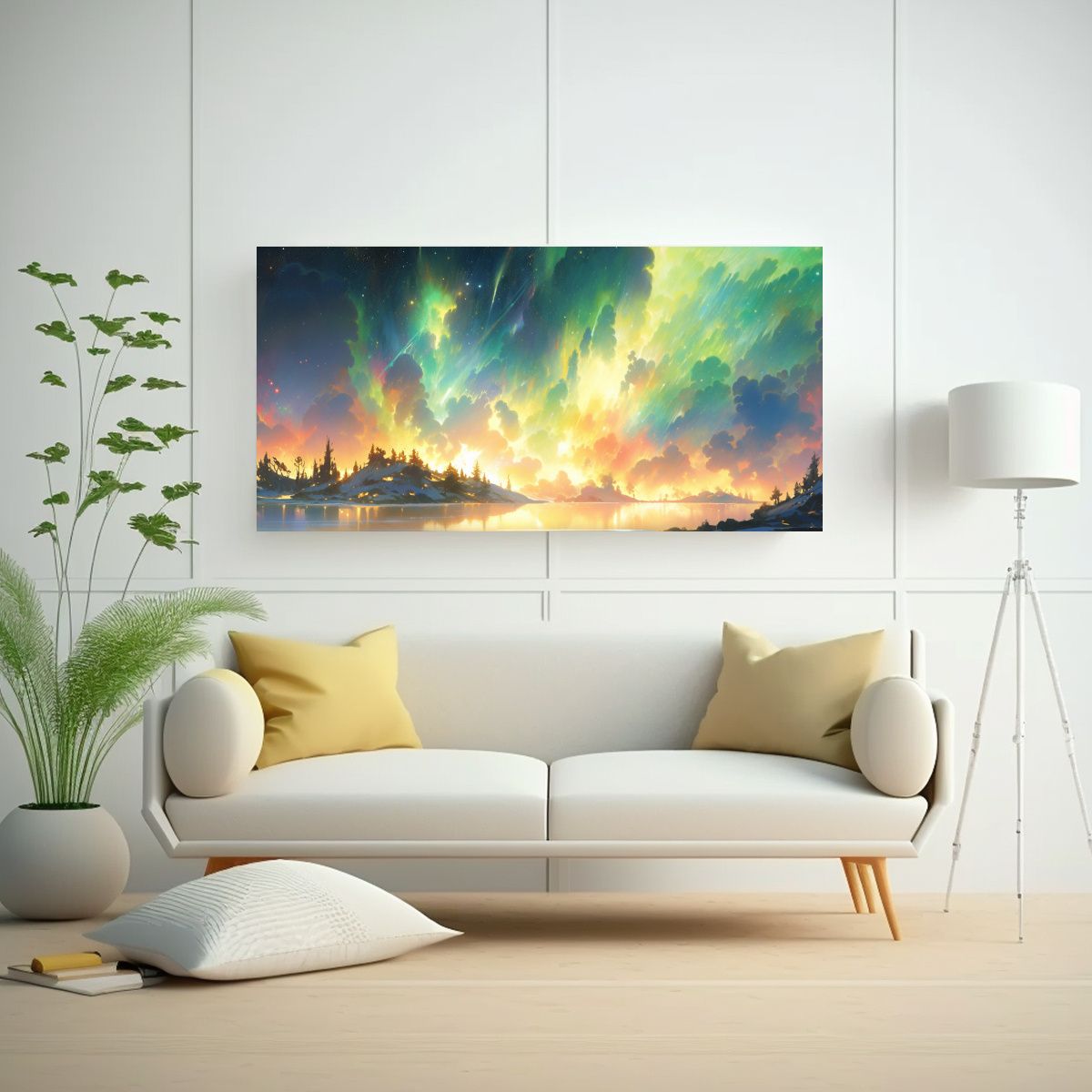 GENERICO - Pinturas Decorativas Abstractas Con Aurora Boreal 60x30 Cm