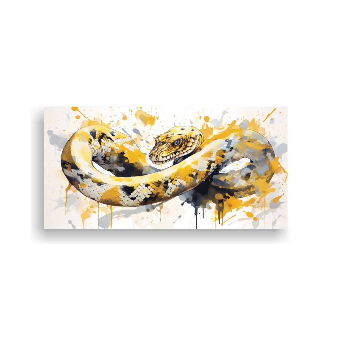 GENERICO - Cuadro Neo Pop Art Python En Blanco Y Dorado Con 100x50 Cm