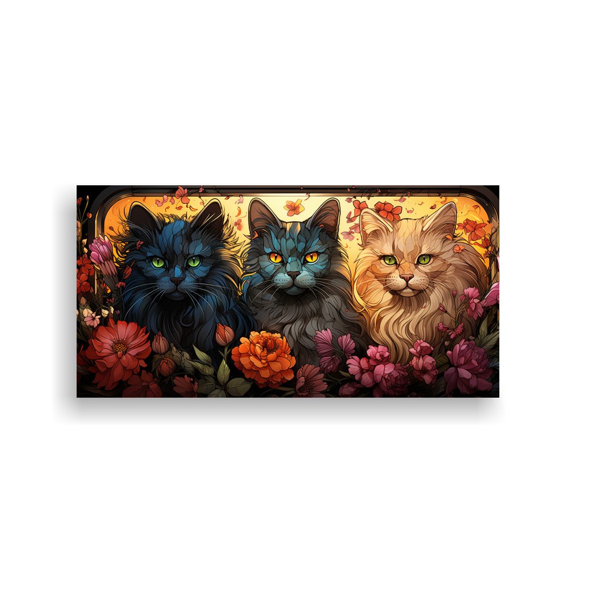 GENERICO - Pinturas Digitales De Vidrieras De Gatos 60x30 Cm