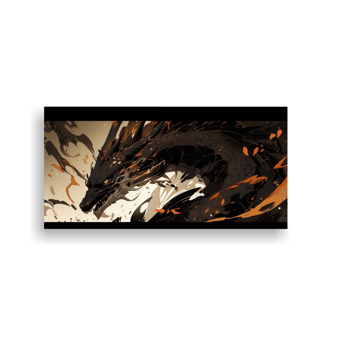 GENERICO - Dibujo Perspectiva De Dragón En Tonos Marrón Y 80x40 Cm