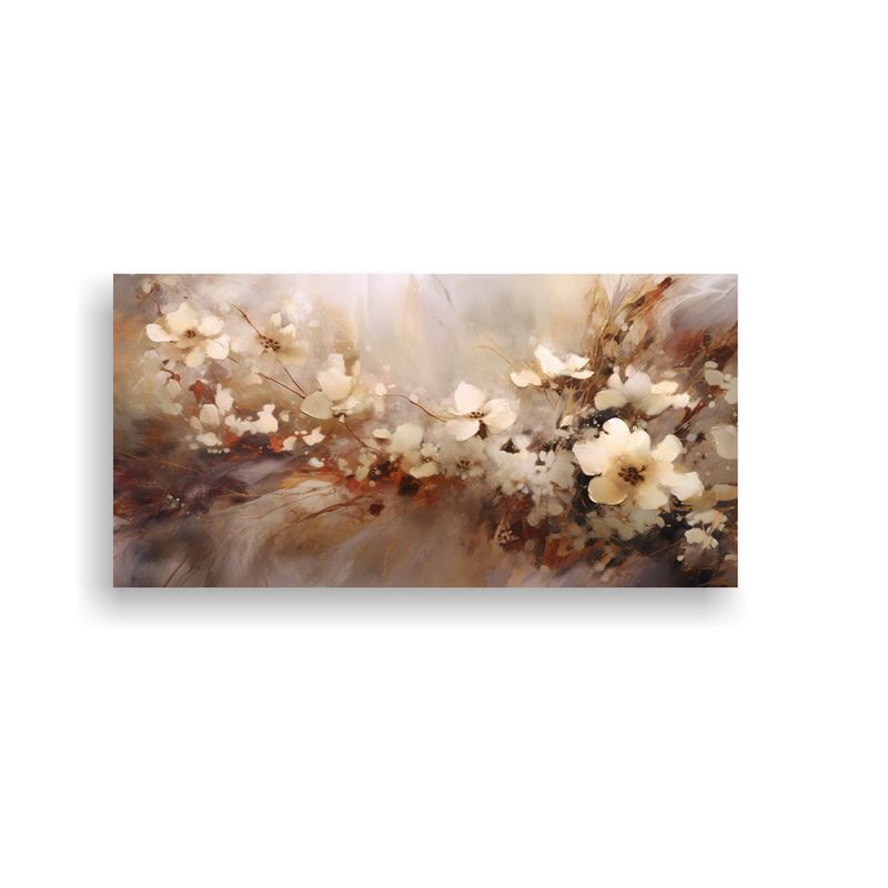 GENERICO - Cuadro Abstracto Con Flores Estilo Oscuro 60x30 Cm