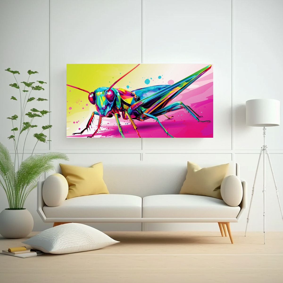 GENERICO - Lienzo Tela Intensidad Grasshopper Y Flamingo 60x30 Cm