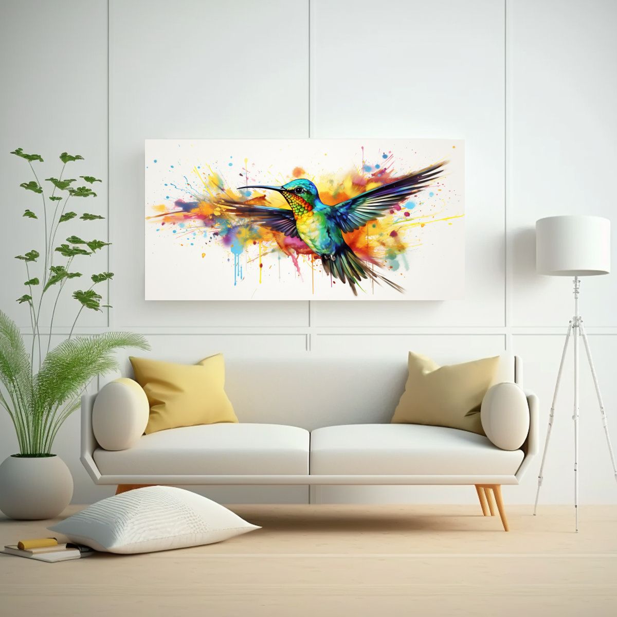 GENERICO - Cuadro De Arte Tema Habitación De Un Colibrí En 60x30 Cm