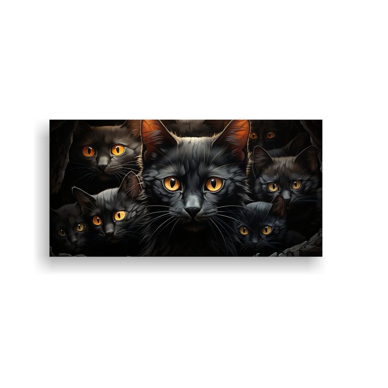 GENERICO - Pinturas Decorativas De Gatos Negros Agrupados De 100x50 Cm