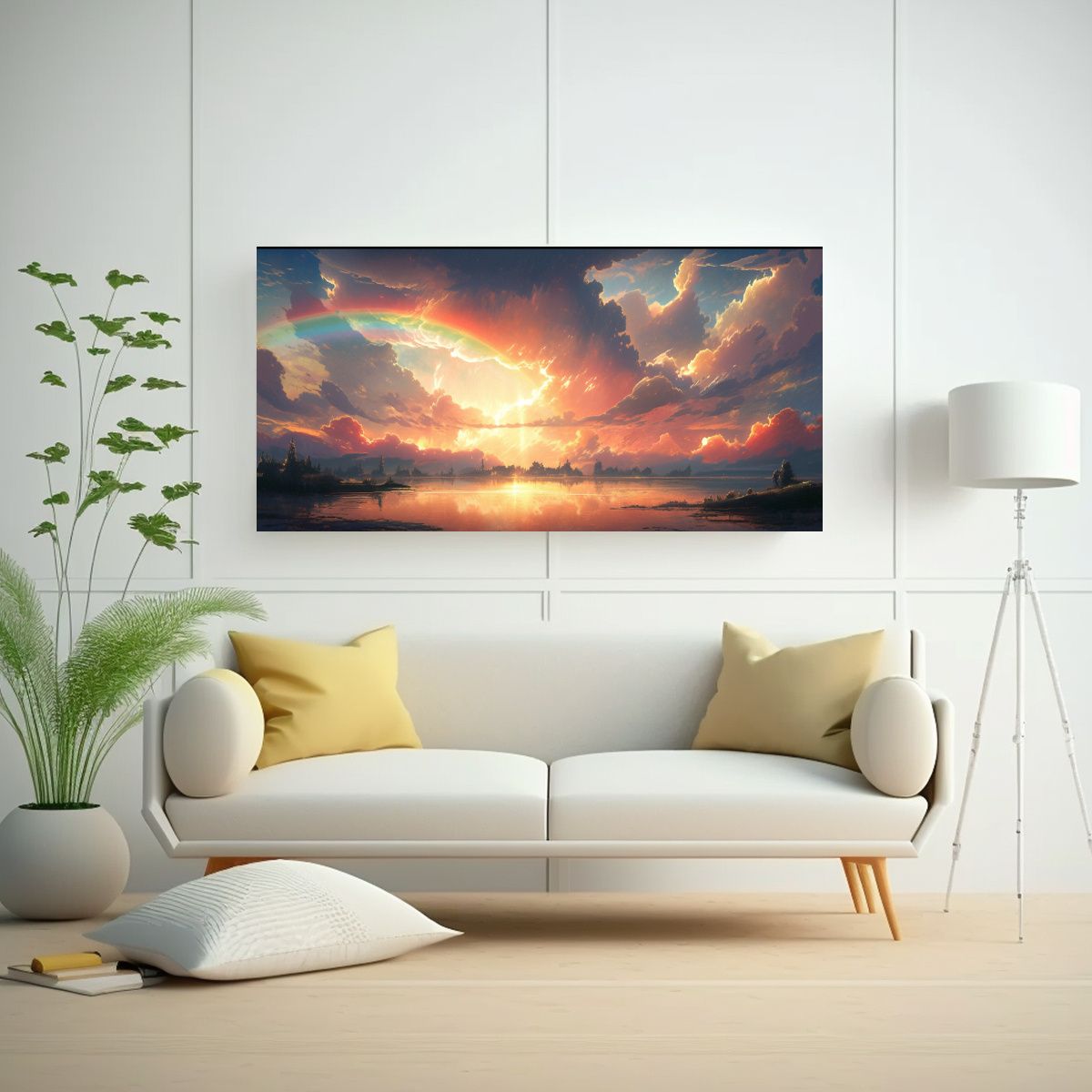 GENERICO - Pintura De Paisajes Con Arcoíris Y Cielos Al 60x30 Cm