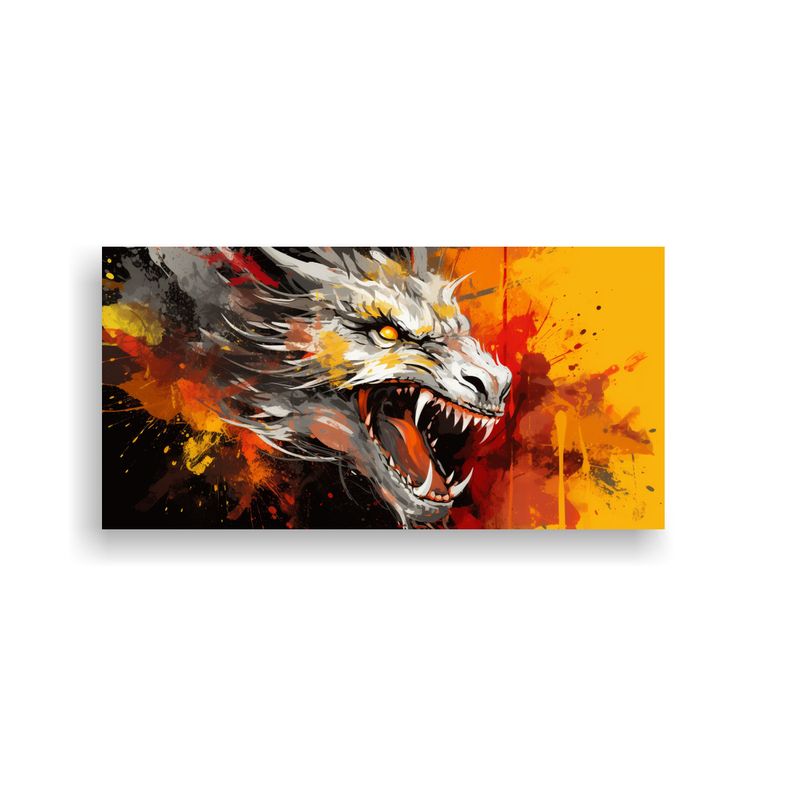 GENERICO - Cuadro Tela Canvas Dragon Amarillo Y Naranja 60x30 Cm