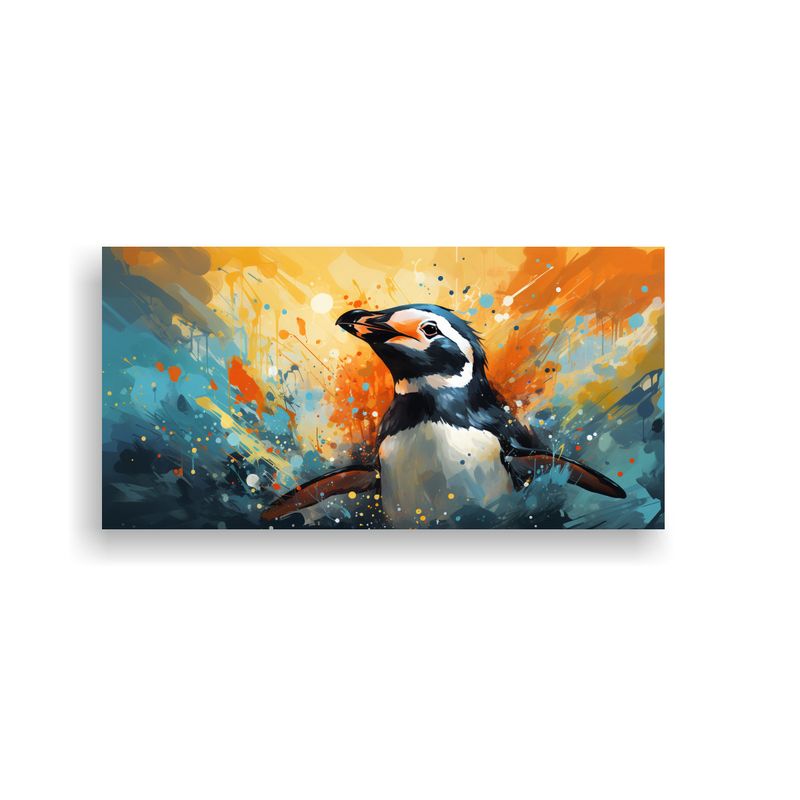 GENERICO - Pintura Original De Lienzo Pingüino En Colores 60x30 Cm