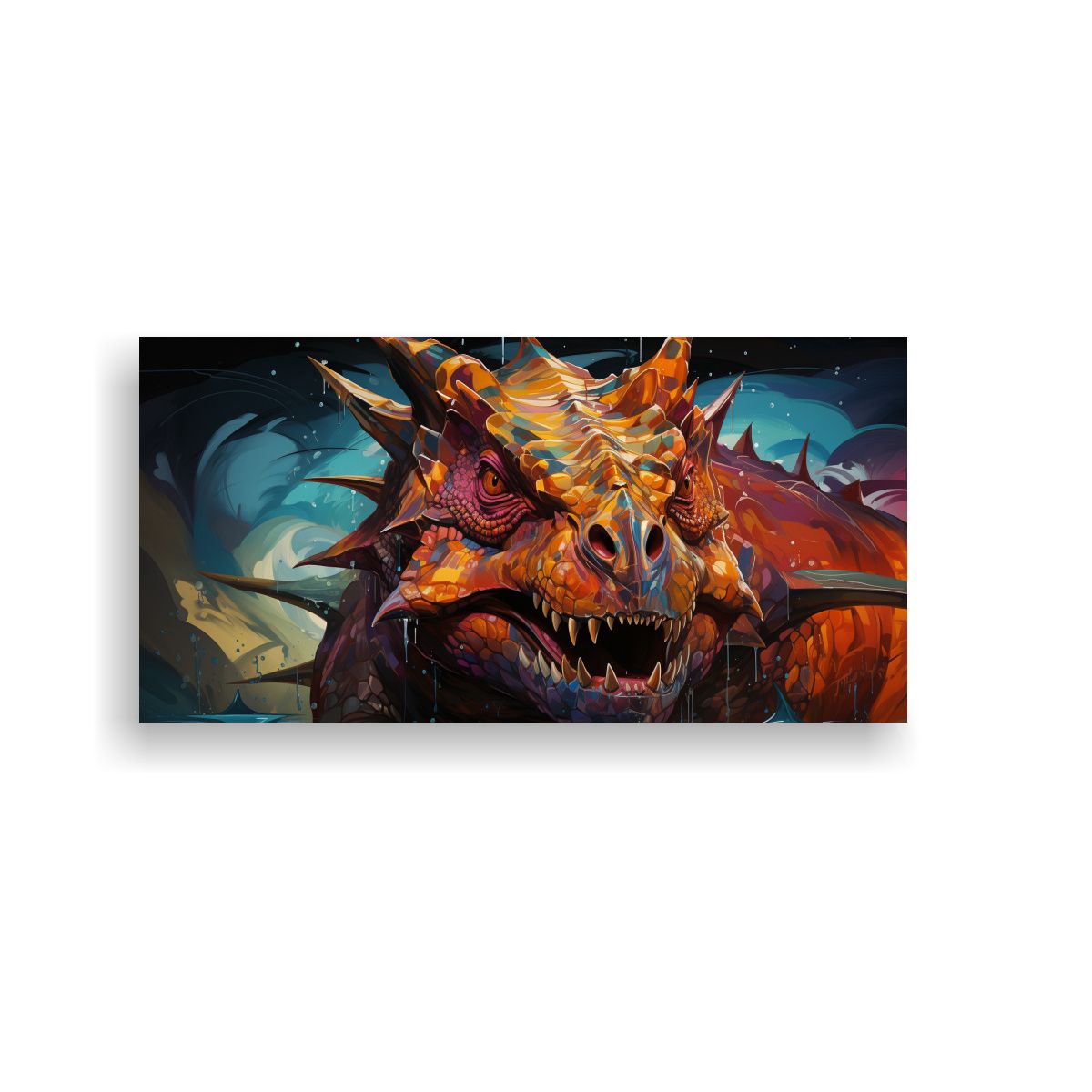 GENERICO - Cuadro Decorativo Triceratops En Tonos 80x40 Cm