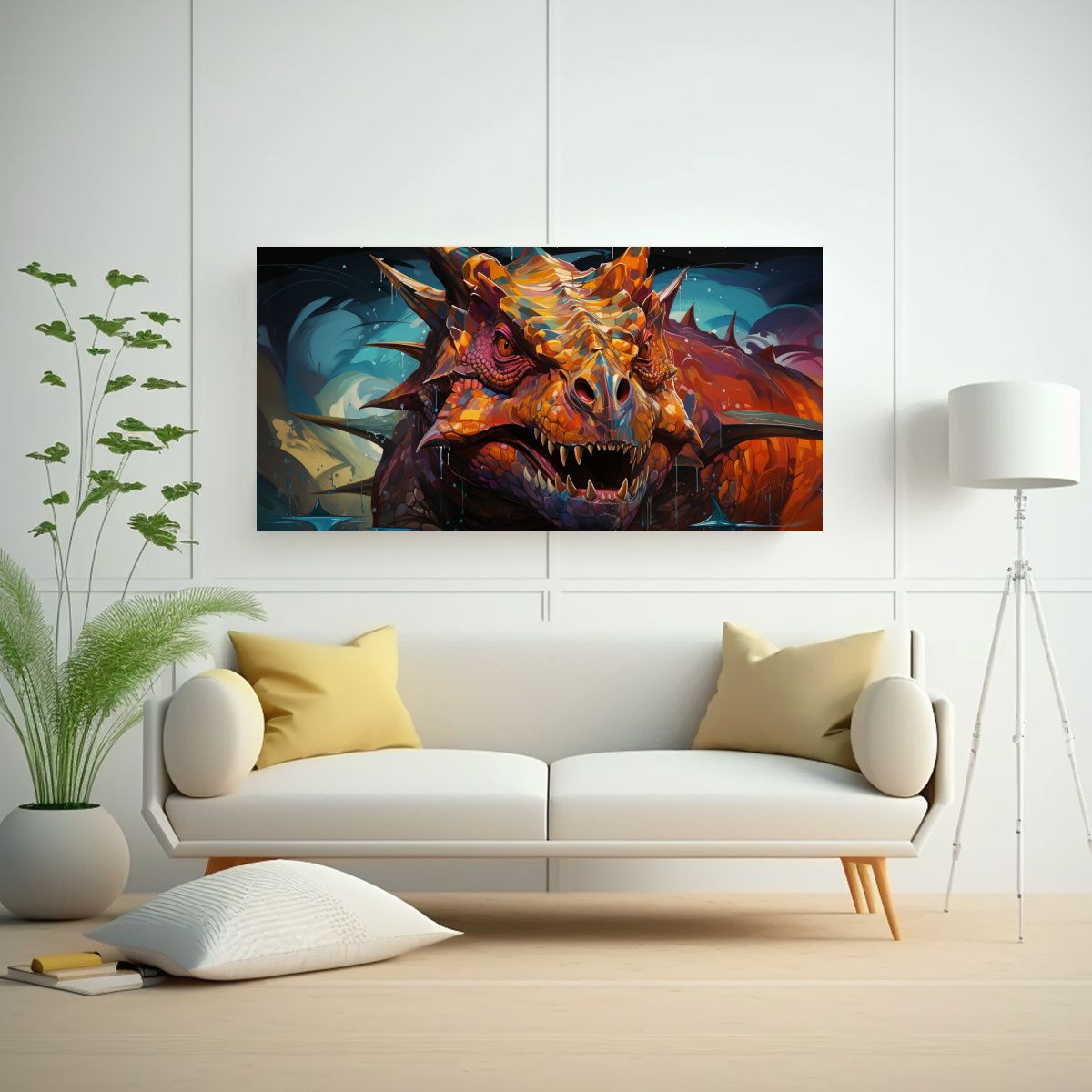 GENERICO - Cuadro Decorativo Triceratops En Tonos 80x40 Cm