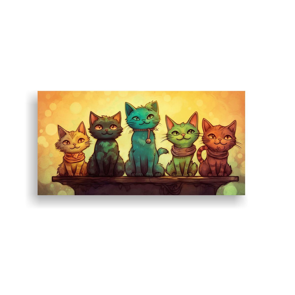 GENERICO - Cuadros Decorativos De Gatos En Una Pila Mirando 100x50 Cm