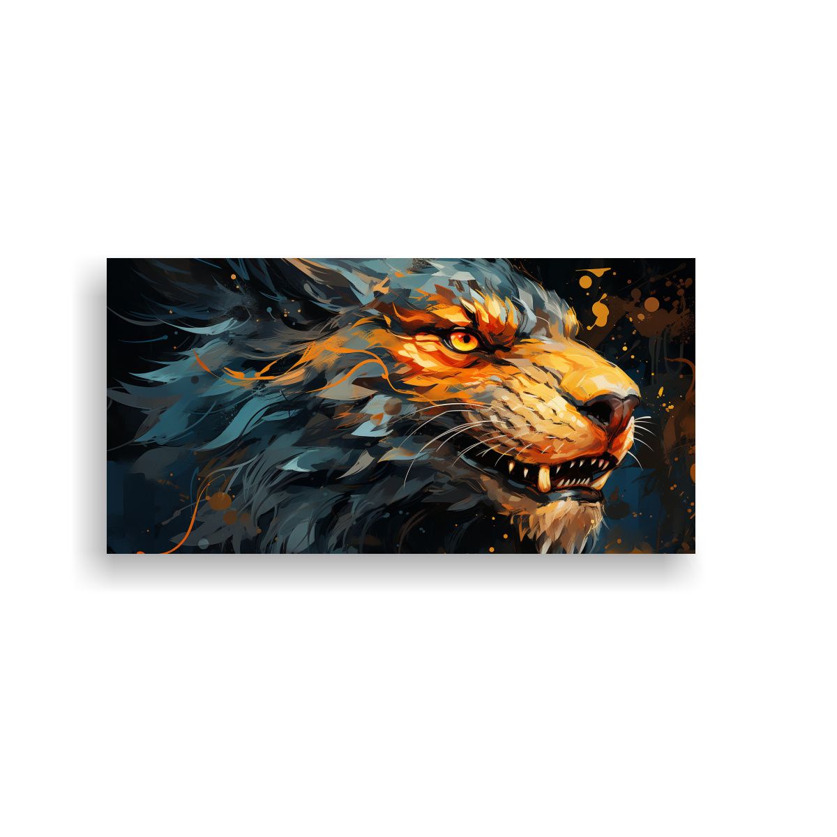 GENERICO - Pintura Decorativa De Dragón En Tonos Amarillo Y 80x40 Cm