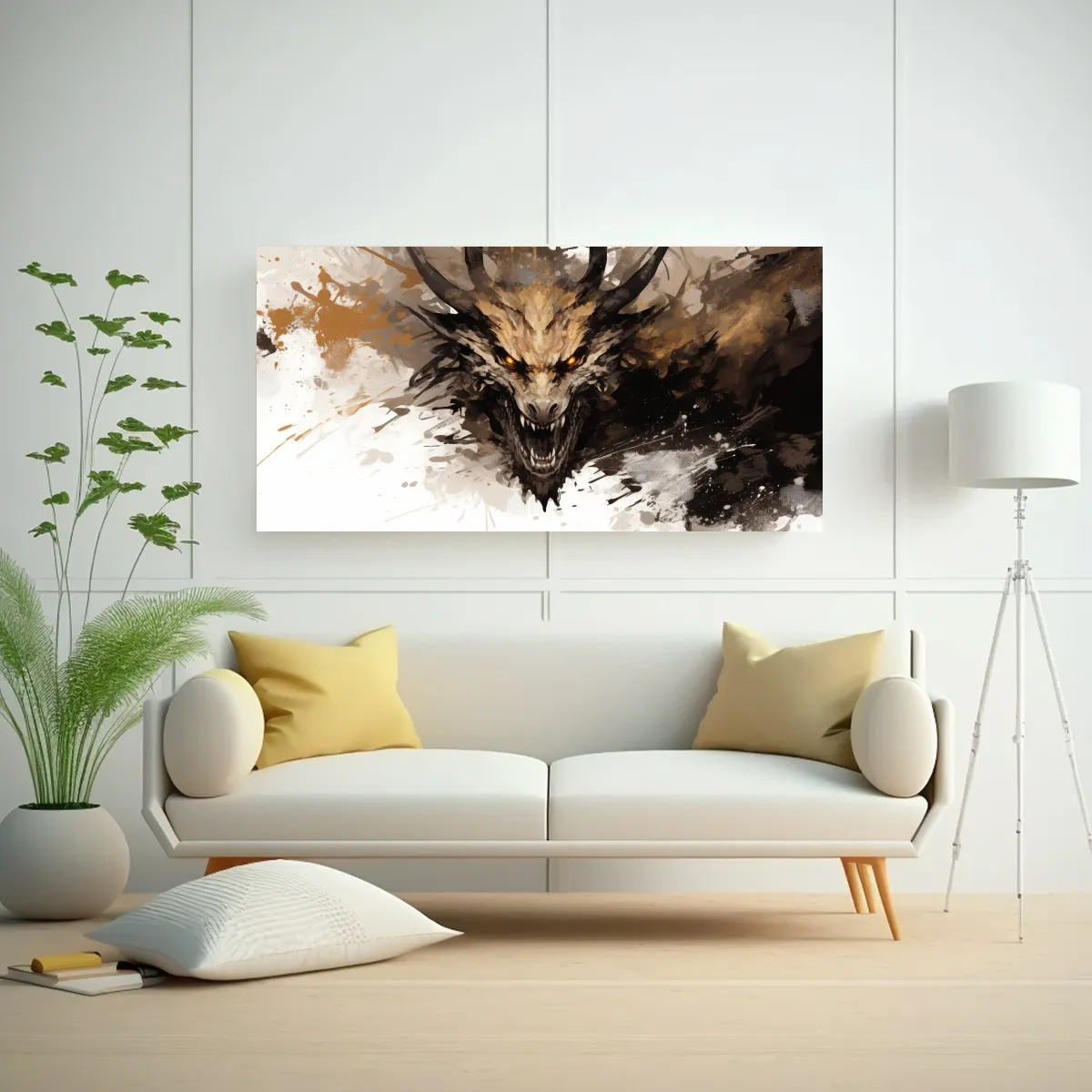 GENERICO - Pinturas Decorativas De Dragón En Tonos Marrón 100x50 Cm