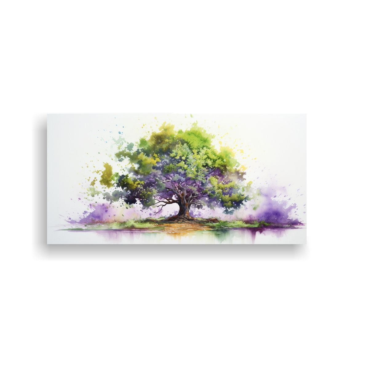 GENERICO - Pintura Abstracta De árbol Verde Y Morado 100x50 Cm