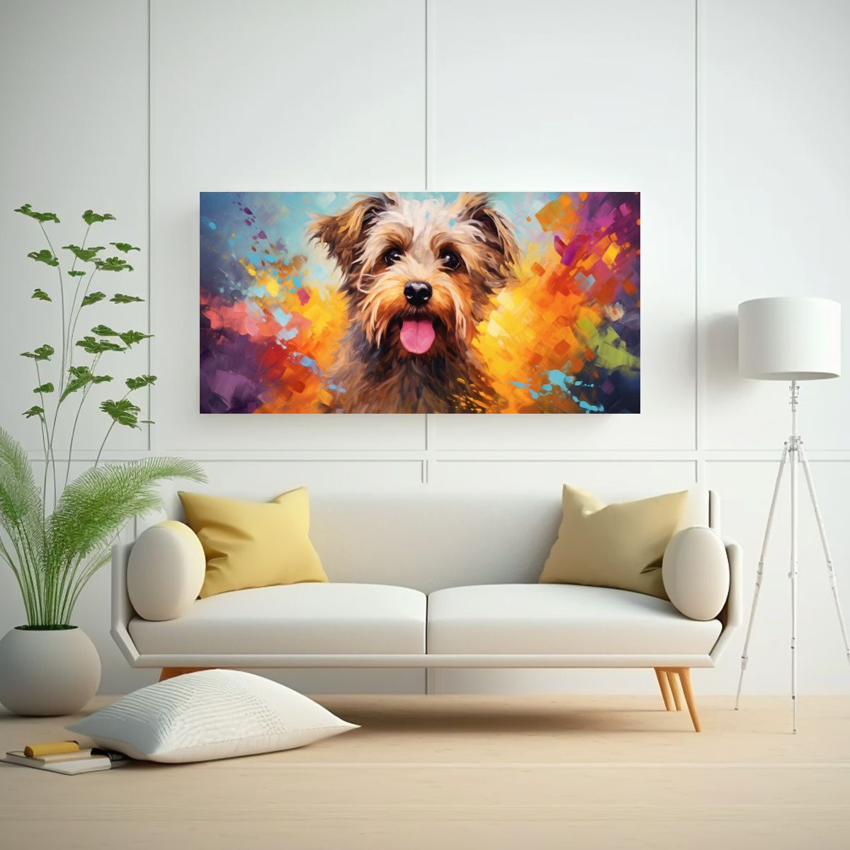 GENERICO - Cuadro Terrier Con Colorido Estilo Pintura Al 60x30 Cm