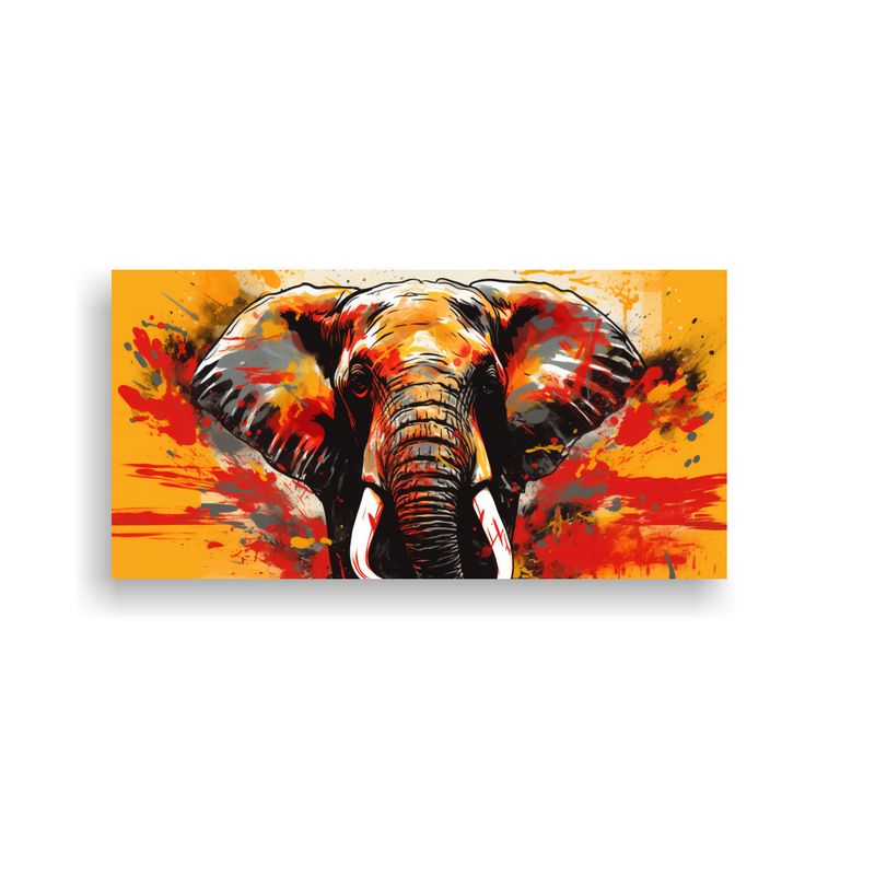 GENERICO - Cuadro Original De Elefante Asiático En Colores 80x40 Cm