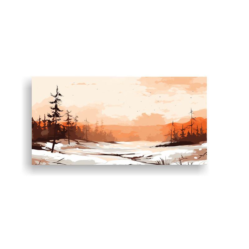 GENERICO - Paisaje Invernal Equilibrado En Tonos Marrones 80x40 Cm