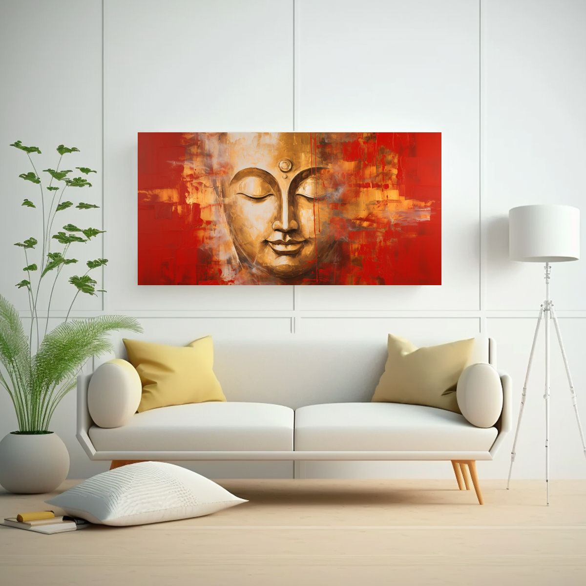 GENERICO - Pintura Decorativa Abstracta De Rostro De Buda En 60x30 Cm