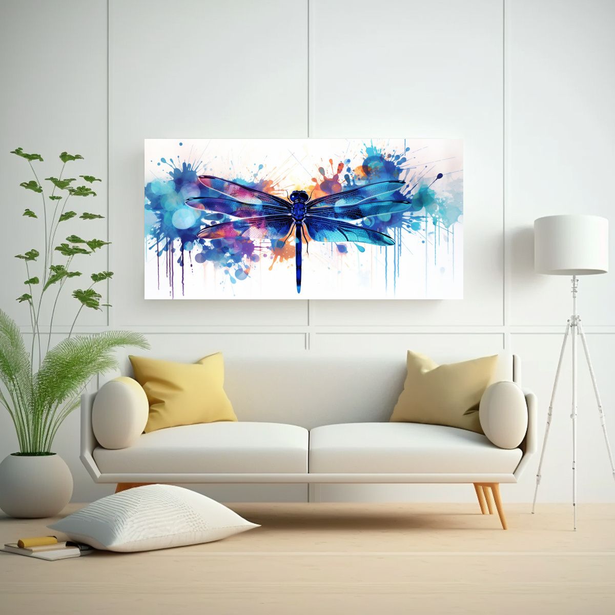 GENERICO - Lienzo Movimiento Mural A Libélula En Índigo Y 80x40 Cm