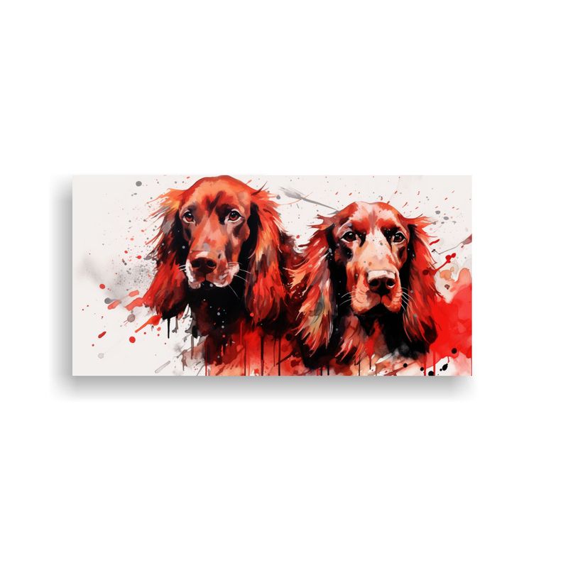 GENERICO - Cuadro Colorido De Setters En Acuarelas Y Rojos 80x40 Cm