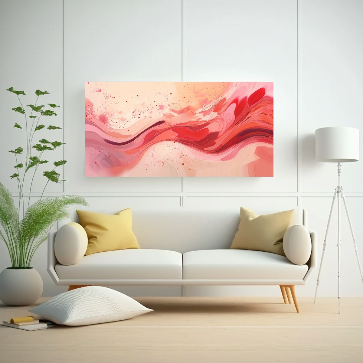 GENERICO - Pintura Abstracta Minimalista En Tonos Rojos Y 60x30 Cm