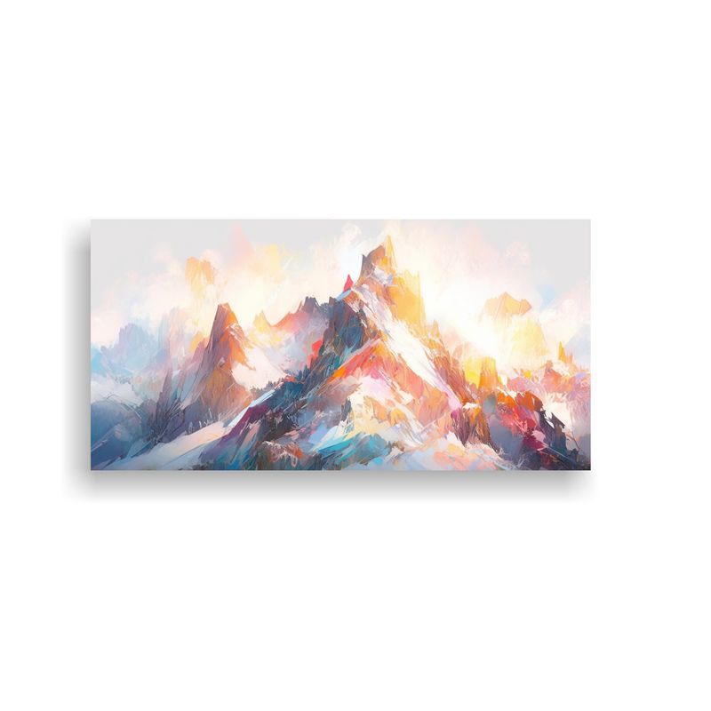 GENERICO - Cuadro Abstracto Montañas Nevadas Con Arcoíris 60x30 Cm