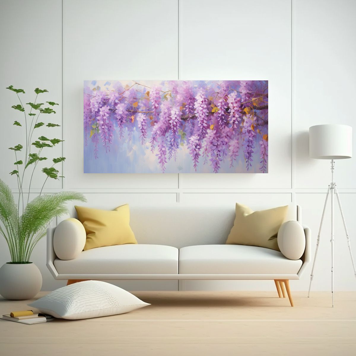GENERICO - Pintura Abstracta De Flores De Glicina Al óleo 100x50 Cm