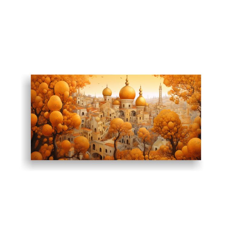 GENERICO - Cuadro Paisaje Urbano Otoñal Con árboles En 80x40 Cm