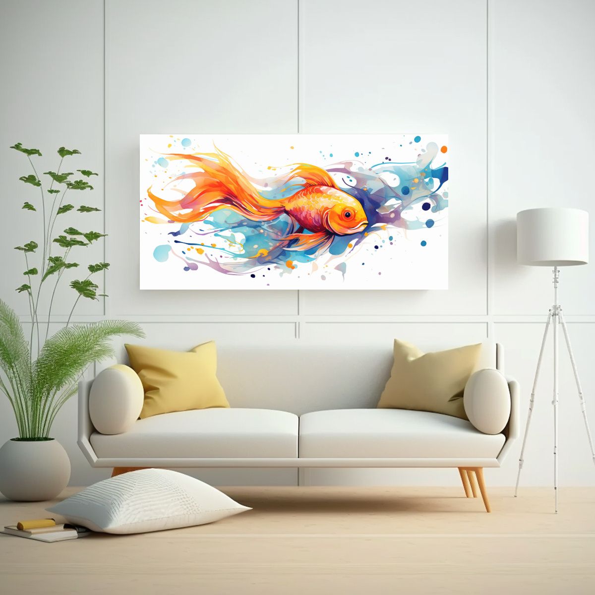 GENERICO - Cuadro Arte Gráfico Goldfish Arcoíris Y Naranja 80x40 Cm