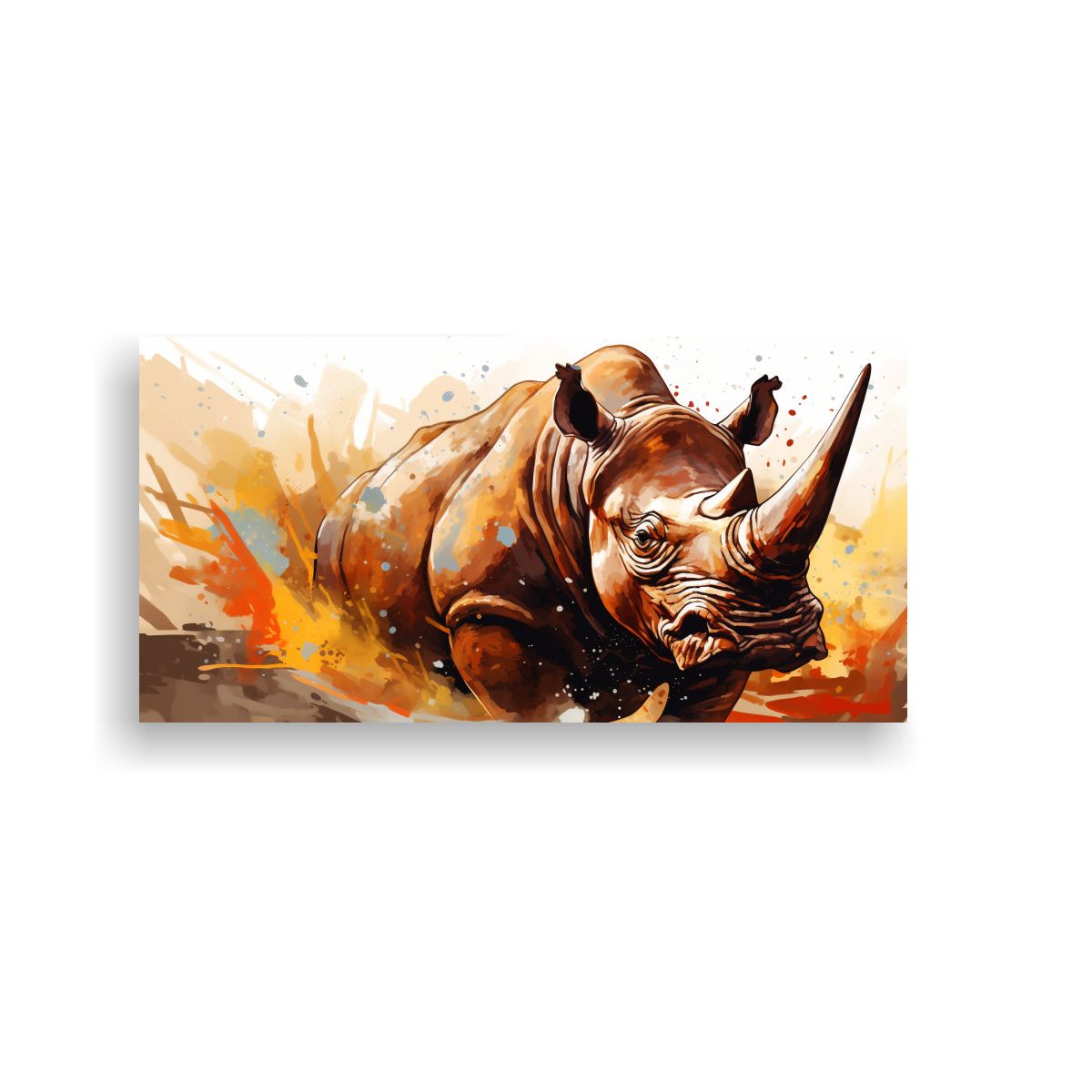 GENERICO - Cuadro Decorativo Triceratops En Tonos Marrón Y 80x40 Cm