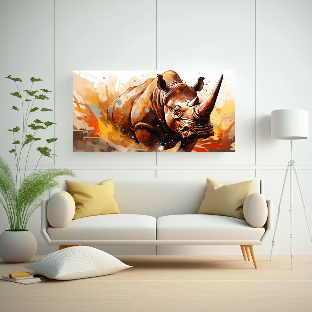 GENERICO - Cuadro Decorativo Triceratops En Tonos Marrón Y 80x40 Cm