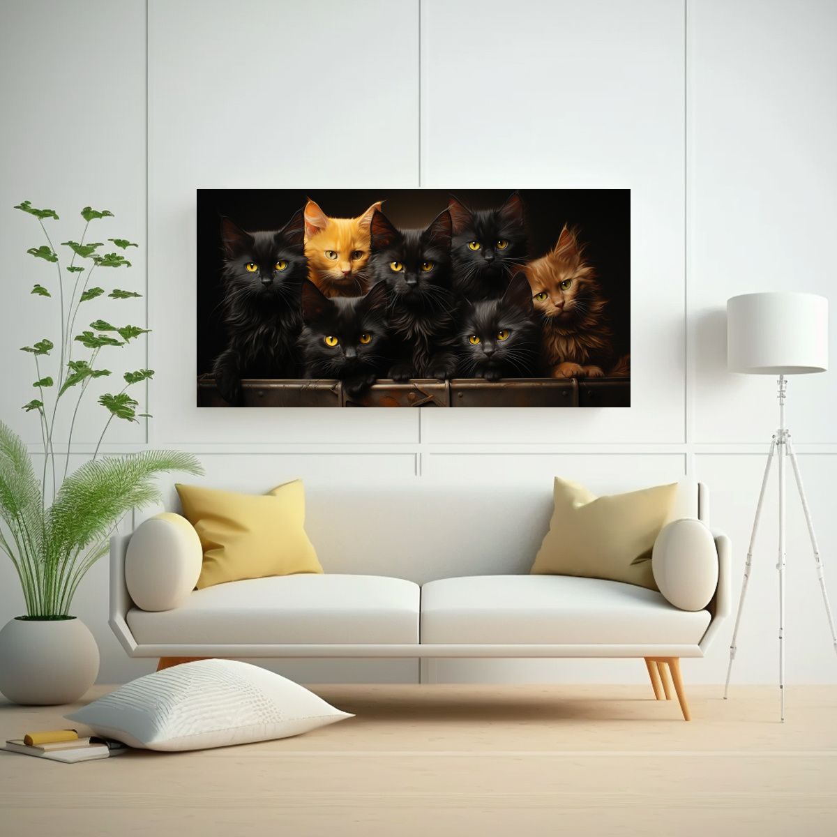 GENERICO - Pinturas De Decoración De Gatos Negros Apilados 100x50 Cm