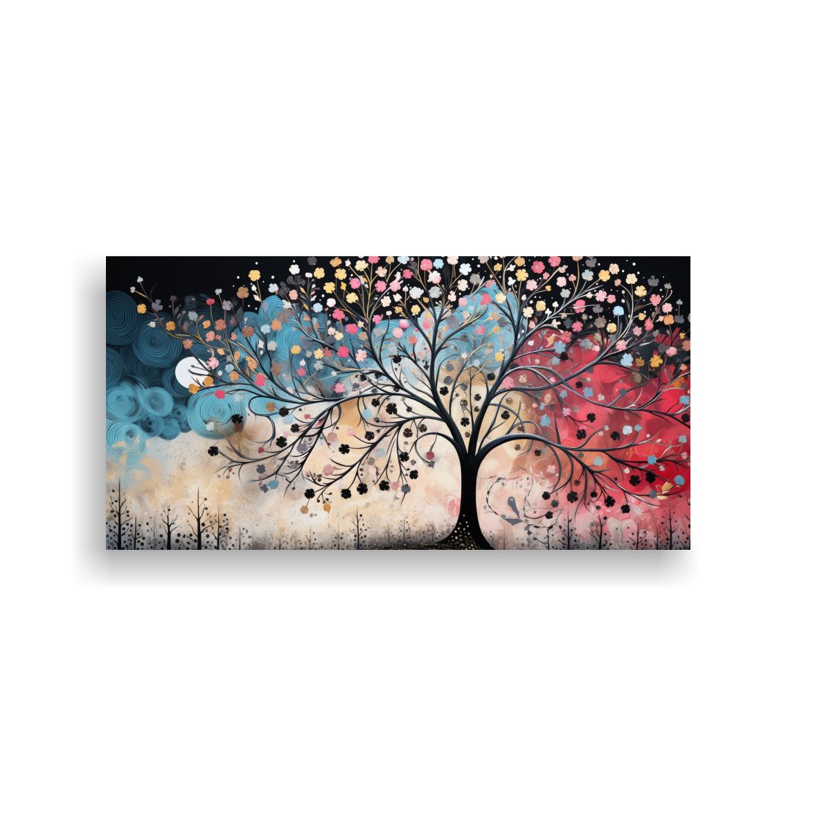 GENERICO - Cuadro Colores Escenario Árbol En Tonos 80x40 Cm