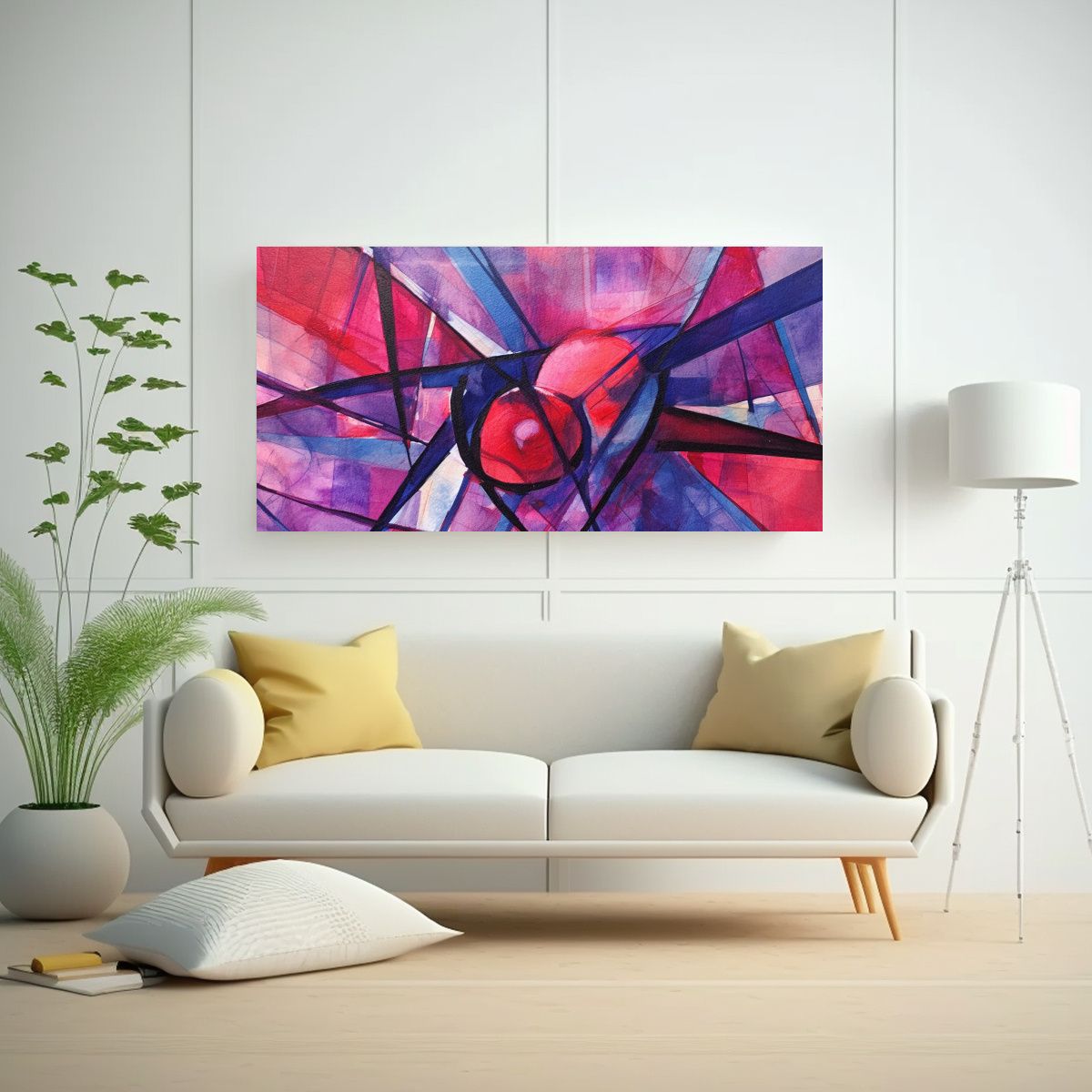 GENERICO - Cuadro Abstracto De Araña Roja Y Dibujo Rojo En 100x50 Cm