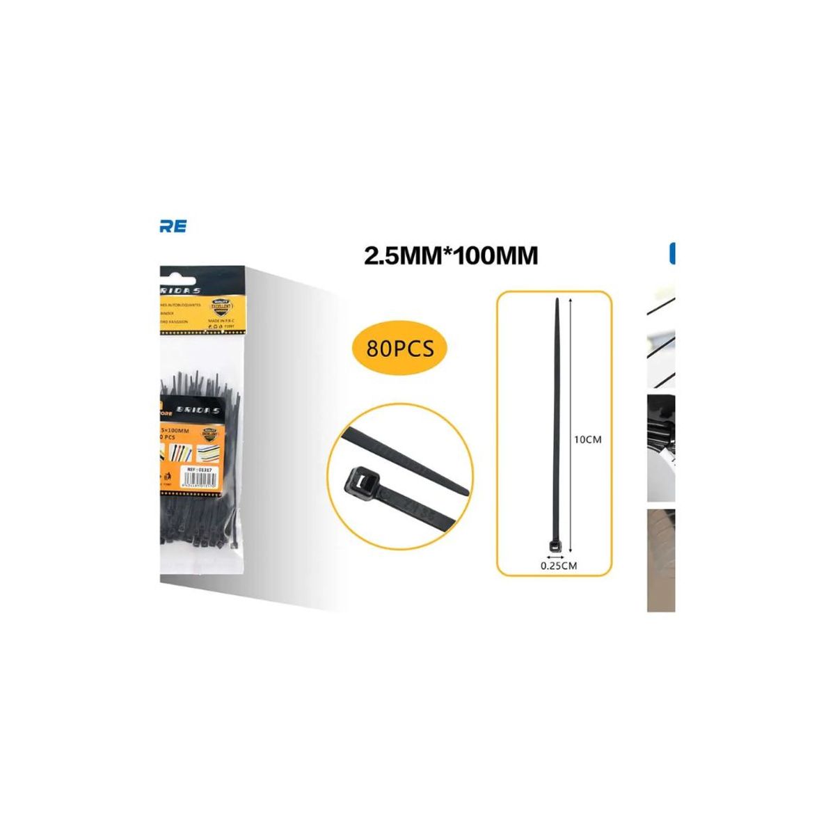 GENERICO - AMARRE DE PLÁSTICO BRIDA 80PCS 2MM X 100MM