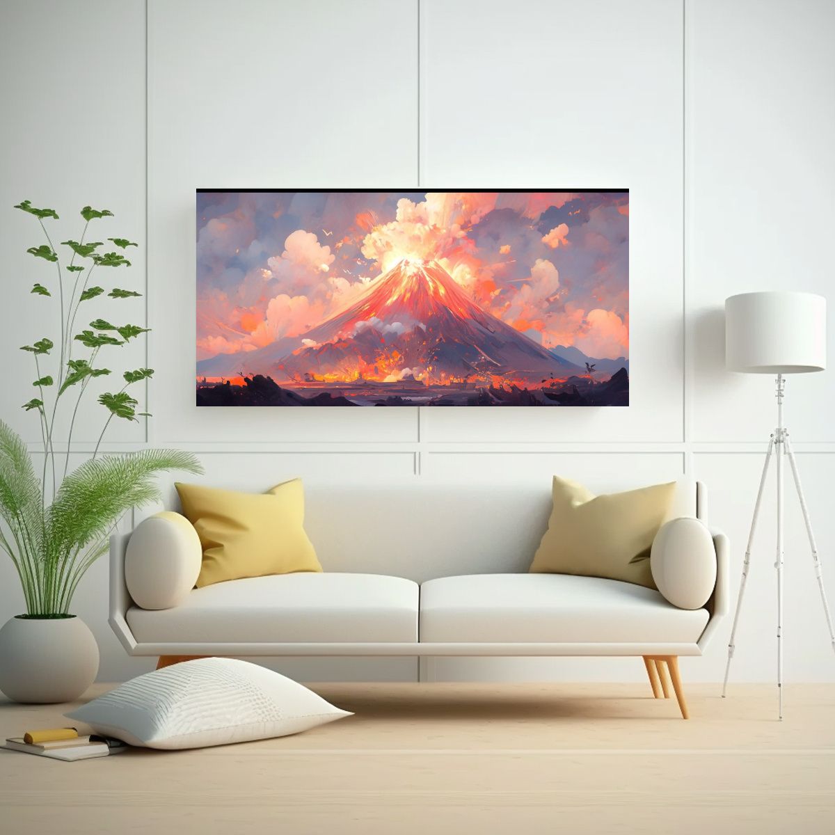 GENERICO - Lienzo De Tela Abstracto Volcánico Con Colores 100x50 Cm