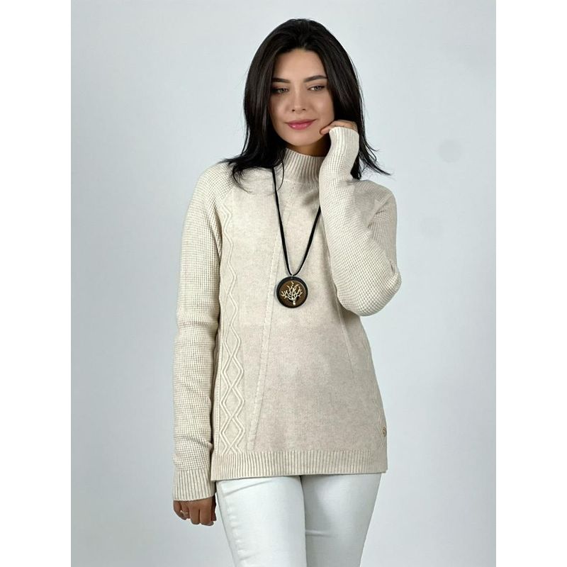ENIGMATICA BOUTIQUE - Sweater de lana diseño trenzado - Hueso