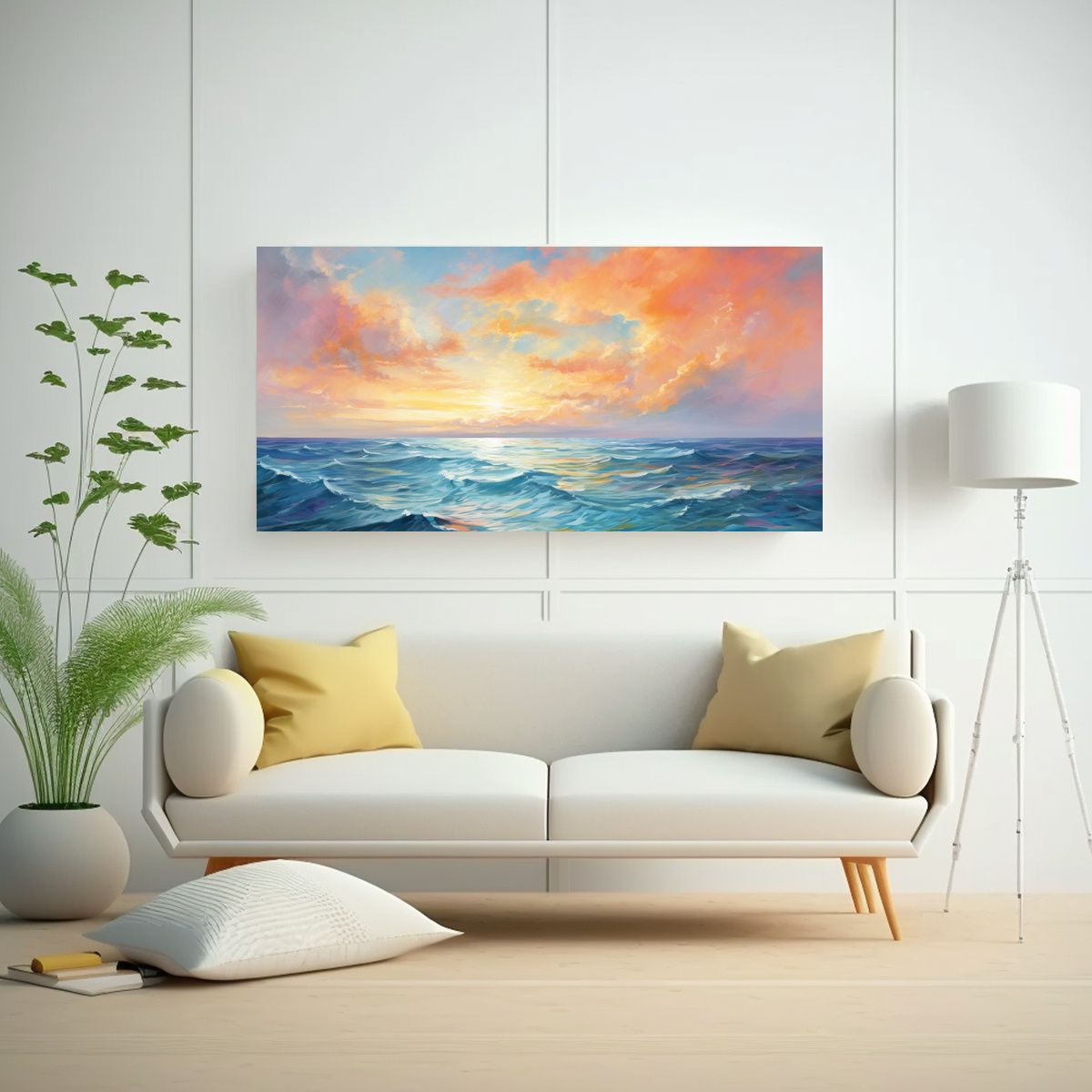 GENERICO - Pintura Abstracta Enigmática Cielo Y Mar Con 60x30 Cm