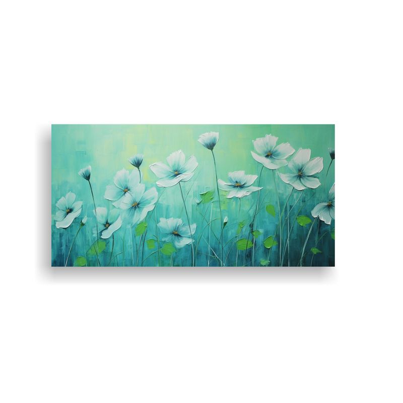 GENERICO - Pintura En Bastidor Con Flores De Colores Verde Y 100x50 Cm