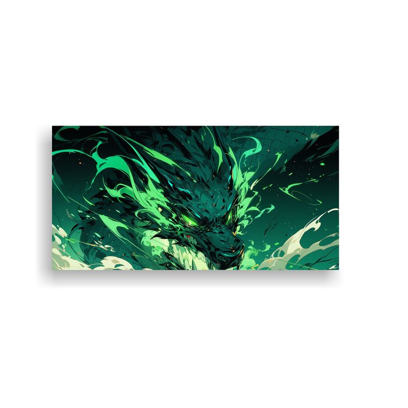 GENERICO - Cuadro Movimiento Dragon Verde Y Turquesa Neonoir 60x30 Cm
