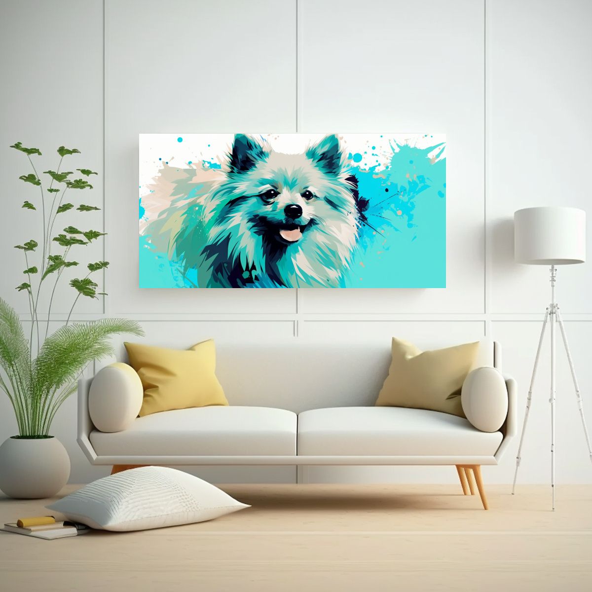 GENERICO - Expresividad A Spitz En Turquesa Neo Pop Art 100x50 Cm