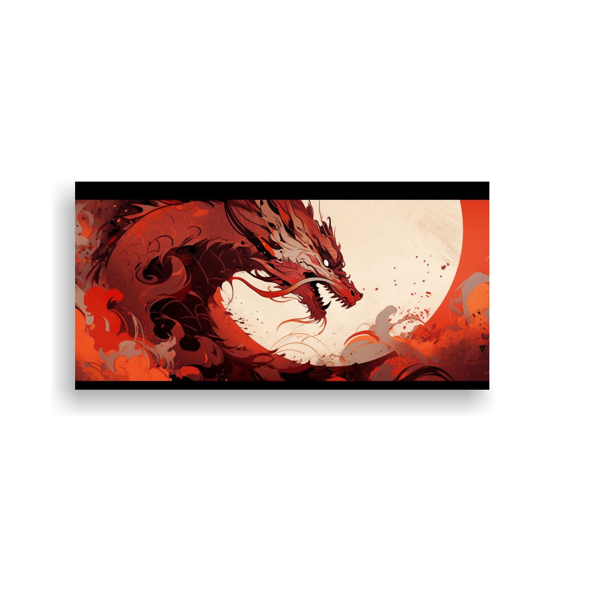 GENERICO - Cuadro Decorativo Dragon En Tonos Marrón Y Rojo 60x30 Cm